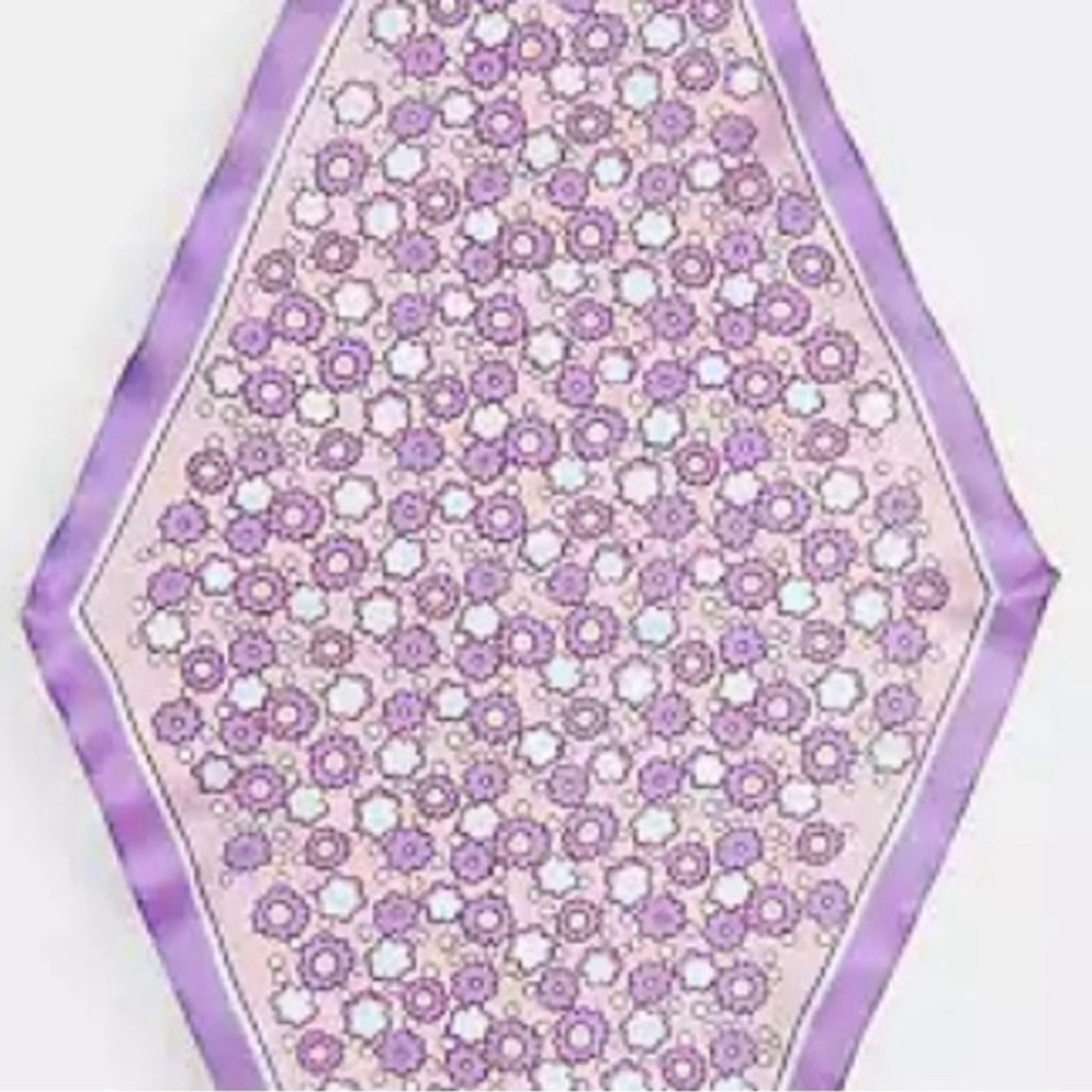 NEW Coach Purple Floral Silk Diamond Scarf 38x16 Luxury Accessory NWT